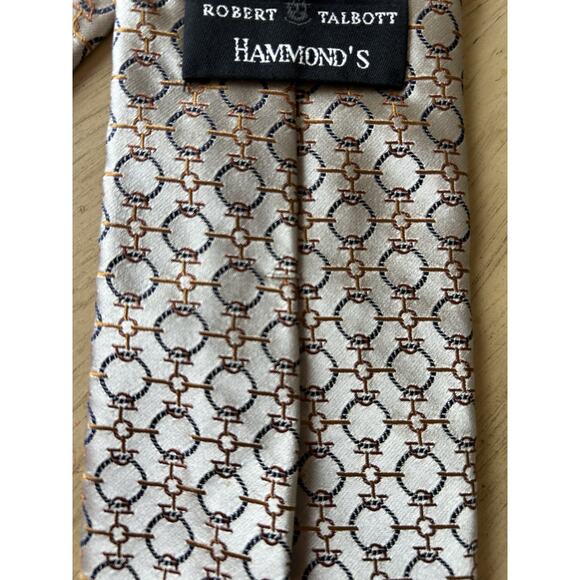 ROBERT TALBOTT Silk Tie best of class Geometric Circles Chain-link 90s Shiny Y2K - Picture 8 of 9